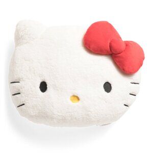 NEW Hello Kitty with Red Bow 15x20 inch Sherpa Head Bow Decorative Pillow